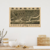 Dubuque Iowa 1889 Antiek Panorama Poster (Keuken)