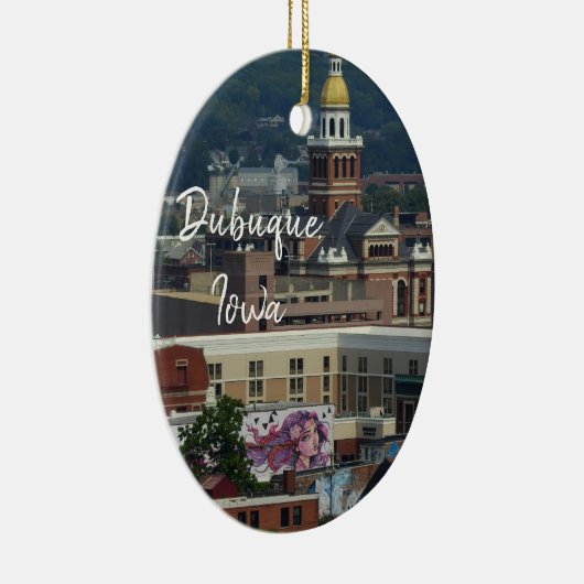 Dubuque, Iowa City Uitzicht Graffiti Murals Keramisch Ornament (Rechts)