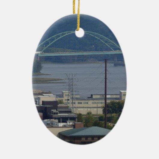 Dubuque, Iowa City Uitzicht Graffiti Murals Keramisch Ornament (Achterkant)