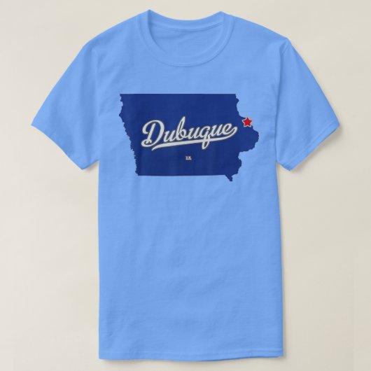Dubuque Iowa IA-kaart T-shirt (Design voorkant)