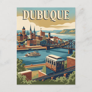 Dubuque Iowa Mississippi Rivier Retro Vintage Post Briefkaart