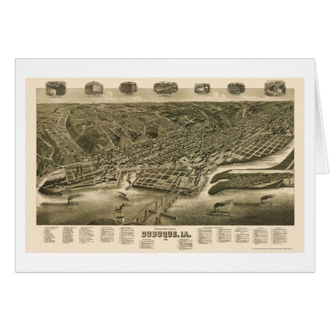 Dubuque, Iowa Panoramic Map - 1889 (Voorkant Horizontaal)