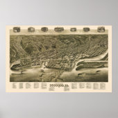 Dubuque, Iowa Panoramic Map - 1889 Poster (Voorkant)