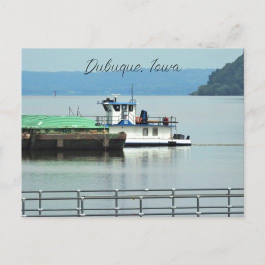 Dubuque, Iowa Pusher Boat op de Mississippi Briefkaart (Voorkant)