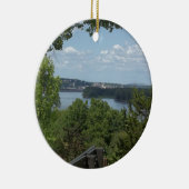 Dubuque Iowa van de Mississippi Keramisch Ornament (Rechts)
