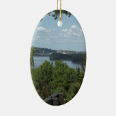 Dubuque Iowa van de Mississippi Keramisch Ornament (Rechts)