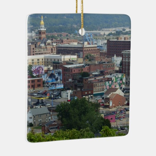Dubuque, Uitzicht kerst in Iowa City Keramisch Ornament (Rechts)
