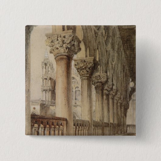 Ducal Palace (door John Ruskin) Vierkante Button 5,1 Cm (Voorkant)
