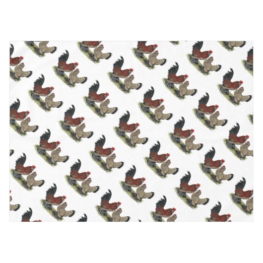 D'Uccle Bantams:  Mille Fleur Tafelkleed (Voorkant (Horizontaal))