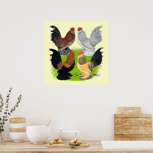D'Uccles Four Roosters Poster (Keuken)