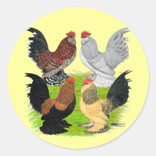 D'Uccles Four Roosters Ronde Sticker