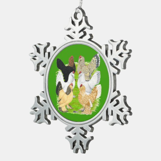 D'Uccles Six Hens Tin Sneeuwvlok Ornament (Rechts)