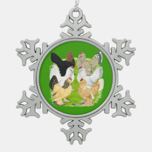 D'Uccles Six Hens Tin Sneeuwvlok Ornament