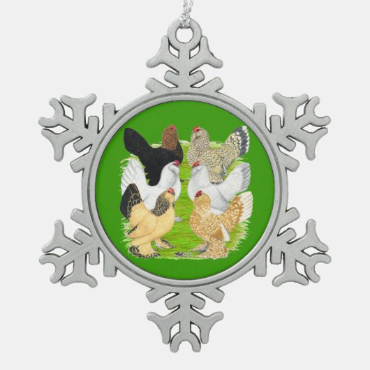 D'Uccles Six Hens Tin Sneeuwvlok Ornament (Voorkant)