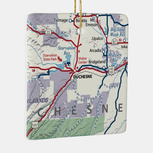 Duchesne Utah Map Keramisch Ornament (Rechts)