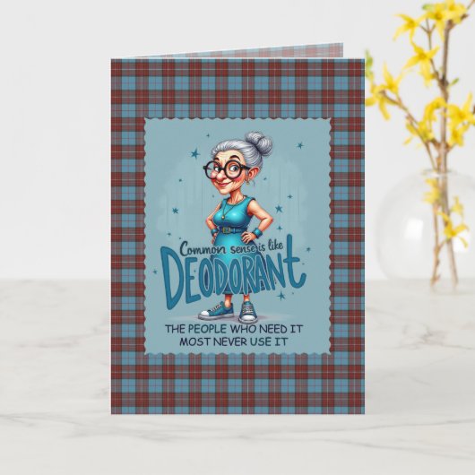 Duchess of Kent Scottish Tartan Humorous Birthday Kaart (Gele Bloem)