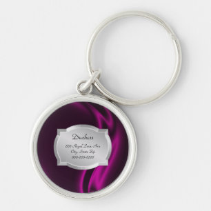Duchess Roze Silk Silver Plaque Pet Tag Sleutelhanger