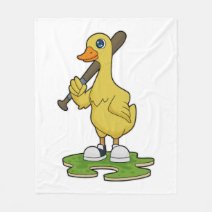 Duck aan Baseball met honkbalknuppel Fleece Deken