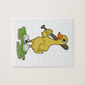 Duck aan Baseball met honkbalknuppel Legpuzzel (Horizontaal)