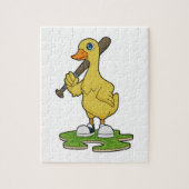 Duck aan Baseball met honkbalknuppel Legpuzzel (Verticaal)