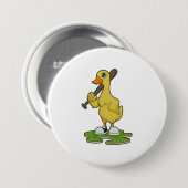 Duck aan Baseball met honkbalknuppel Ronde Button 7,6 Cm (Voorkant /achterkant)