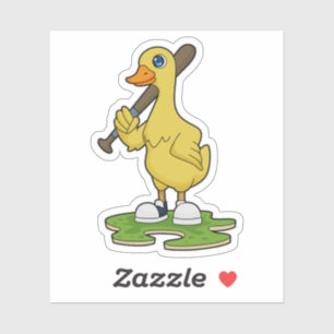 Duck aan Baseball met honkbalknuppel Sticker