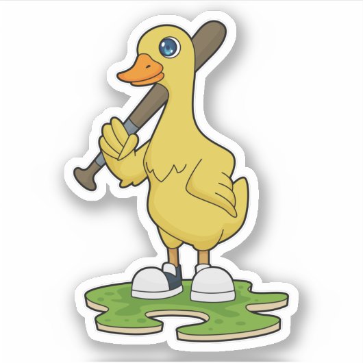 Duck aan Baseball met honkbalknuppel Sticker (Voorkant)