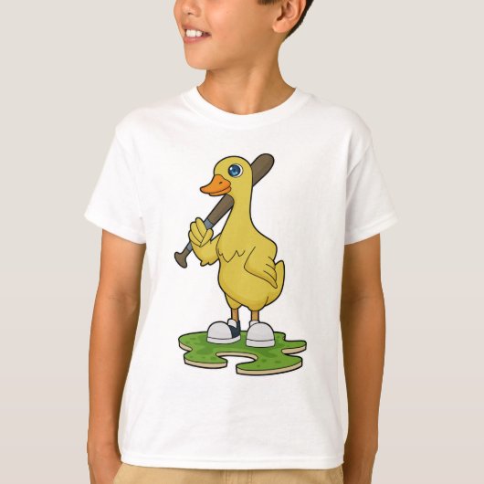 Duck aan Baseball met honkbalknuppel T-shirt (Voorkant)