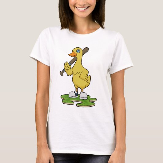 Duck aan Baseball met honkbalknuppel T-shirt (Voorkant)