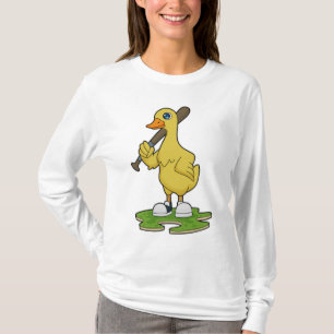 Duck aan Baseball met honkbalknuppel T-shirt
