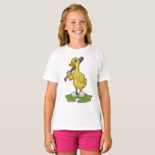 Duck aan Baseball met honkbalknuppel T-shirt (Voorkant volledig)