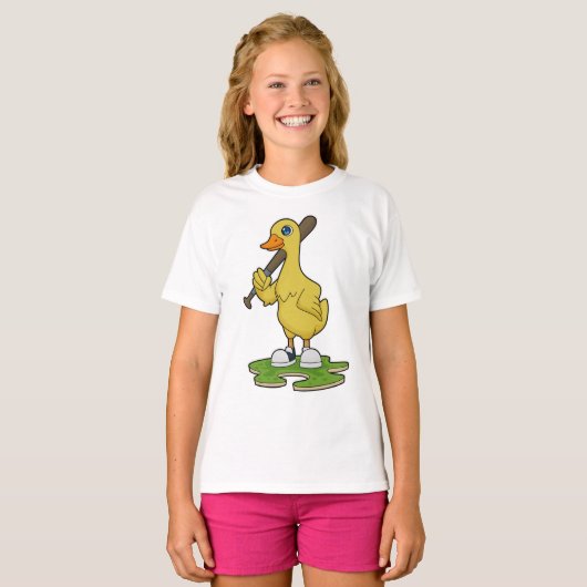 Duck aan Baseball met honkbalknuppel T-shirt (Voorkant volledig)
