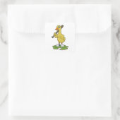 Duck aan Baseball met honkbalknuppel Vierkante Sticker (Tas)