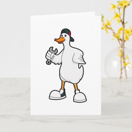 Duck als ambachtsman met tool & Pet Kaart (Gele Bloem)