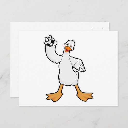 Duck als Handbalspeler met Handball Briefkaart (Voorkant / Achterkant)