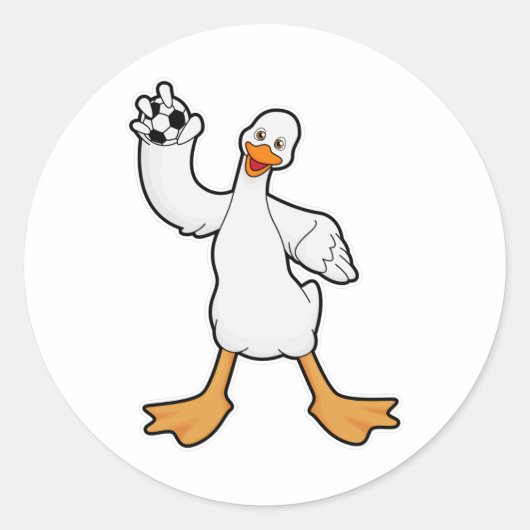 Duck als Handbalspeler met Handball Ronde Sticker (Voorkant)