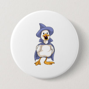 Duck als heks met Pet Ronde Button 7,6 Cm