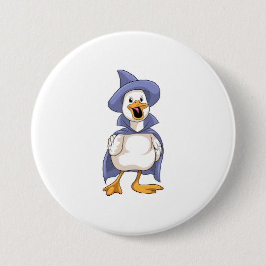 Duck als heks met Pet Ronde Button 7,6 Cm (Voorkant)