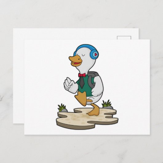 Duck als Hiker met rugzak Briefkaart (Voorkant / Achterkant)