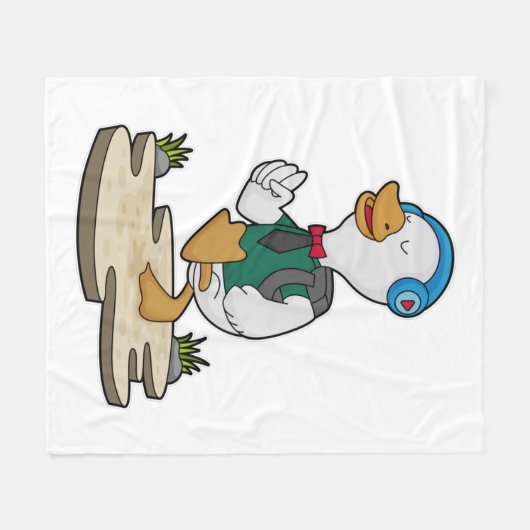 Duck als Hiker met rugzak Fleece Deken (Voorkant (Horizontaal))