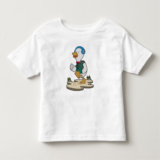 Duck als Hiker met rugzak Kinder Shirts (Voorkant)