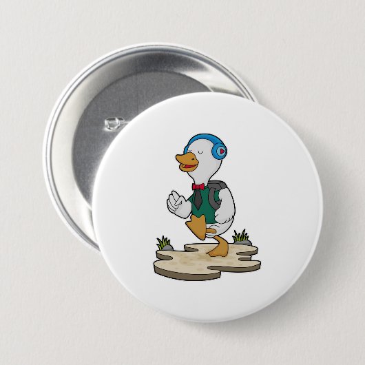 Duck als Hiker met rugzak Ronde Button 7,6 Cm (Voorkant /achterkant)
