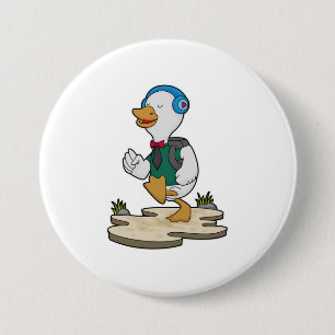 Duck als Hiker met rugzak Ronde Button 7,6 Cm