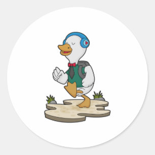 Duck als Hiker met rugzak Ronde Sticker