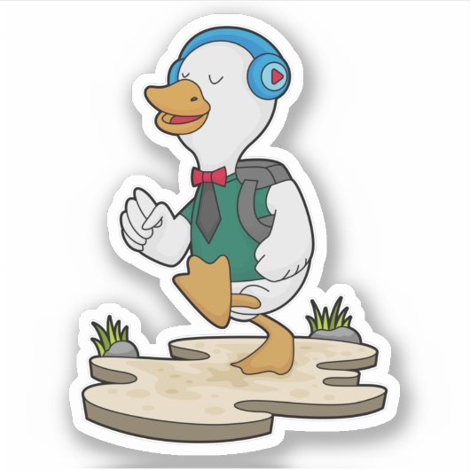 Duck als Hiker met rugzak Sticker (Voorkant)