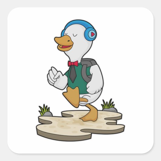 Duck als Hiker met rugzak Vierkante Sticker (Voorkant)