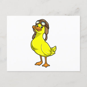 Duck als piloot met Pet & Goggles Briefkaart