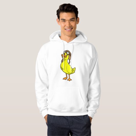 Duck als piloot met Pet & Goggles Hoodie (Voorkant volledig)