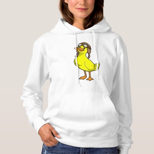 Duck als piloot met Pet & Goggles Hoodie (Voorkant)