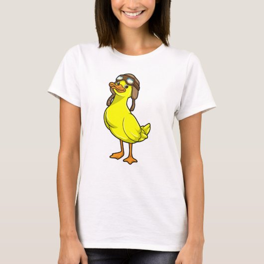 Duck als piloot met Pet & Goggles T-shirt (Voorkant)